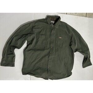 Carhartt Olive Green Snap Button Flannel Lined Canvas Overcoat Mens Size XL